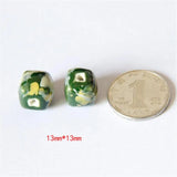 10Pcs/13mm Glazed Ceramic Beads Charms Big Hole Diy Jewelry Making Material