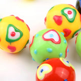 10pcs Heart Print Round Spacer Beads for DIY Jewelry Making 15X15mm