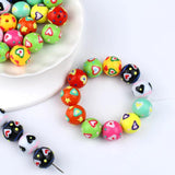 10pcs Heart Print Round Spacer Beads for DIY Jewelry Making 15X15mm