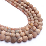 Matte Sunstone Stone Beads Round 15''/Strand