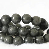 10mm Dark Gray Stone Faceted Round Beads