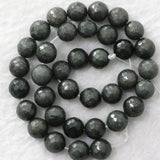 10mm Dark Gray Stone Faceted Round Beads