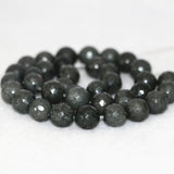 10mm Dark Gray Stone Faceted Round Beads