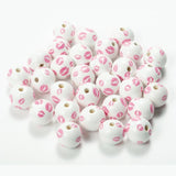 20Pcs 20mm Pink Mouth Wood Beads Lip Print Pattern Crafts Jewelry Toys