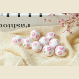 20Pcs 20mm Pink Mouth Wood Beads Lip Print Pattern Crafts Jewelry Toys