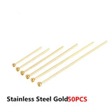 Stainless Steel Eye Flat Head Pin Ball Head Pins 50-100Pcs