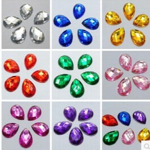 100pcs 13*18mm Acrylic Teardrop Rhinestone Flatback DIY Decoration Jewelry
