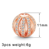 10mm 11mm Copper Beads Micro Pave Zircon European Charms