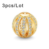 10mm 11mm Copper Beads Micro Pave Zircon European Charms