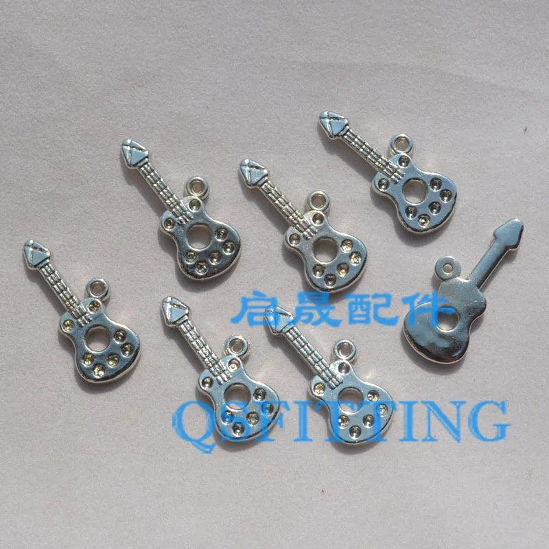 100pcs DIY Guitar CCB Beads, Acrylic Charms, Silver Plated