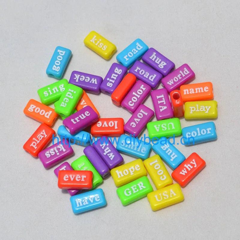 100pcs DIY Jewelry Acrylic Beads 15*7MM Rectangle Mix Letter Beads