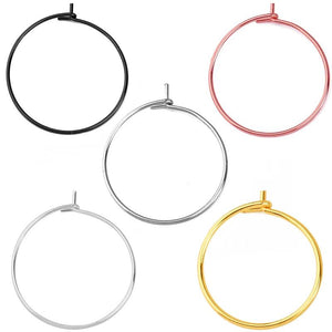 50pcs 20/25mm Stainless Steel Circle Hoop Earrings DIY Jewelry Making