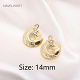 14mm Zircon Round Charms Matte Pendant 14K Plating