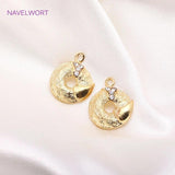 14mm Zircon Round Charms Matte Pendant 14K Plating