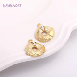 14mm Zircon Round Charms Matte Pendant 14K Plating