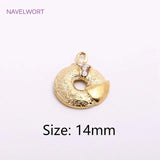 14mm Zircon Round Charms Matte Pendant 14K Plating