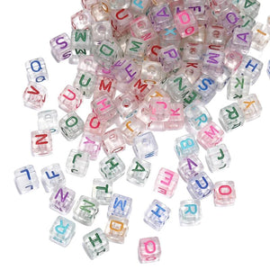 50Pcs Square Acrylic Letter Beads 10*10mm for Jewelry Making DIY