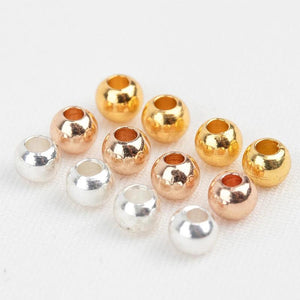 50pcs Brass Beads Silver Spacer Loose Balls for DIY Jewelry Making