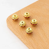 10pcs 10mm Copper Rhinestone Round Hollow Spacer Beads for DIY Jewelry Making
