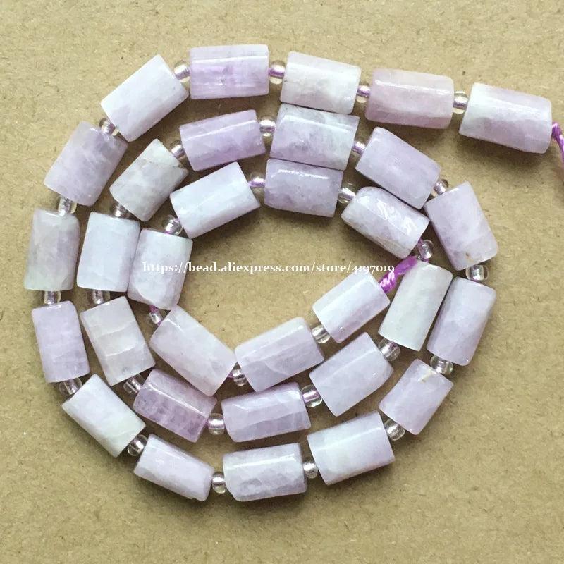 7'' Faceted Kunzite Spodumene Beads for Jewelry Making