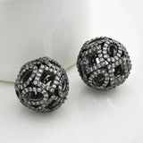 14mm Flower Hollow Round Beads DIY Cubic Zirconia Spacer Copper Metal Beads