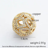 14mm Flower Hollow Round Beads DIY Cubic Zirconia Spacer Copper Metal Beads