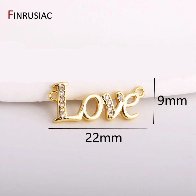 Sparkling Zircon Love Pendants for Necklace Jewelry Making, 2 Pack