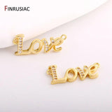 Sparkling Zircon Love Pendants for Necklace Jewelry Making, 2 Pack