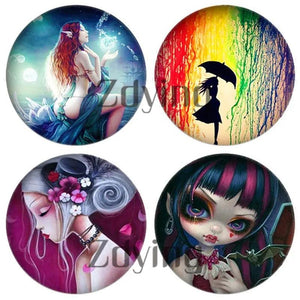 5pcs Glass Cabochons Little Girls Beads for Jewelry Making
