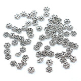 100/200pcs 6mm Silver Flower Cutout Bead Caps Jewelry Supplies