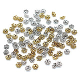 100/200pcs 6mm Silver Flower Cutout Bead Caps Jewelry Supplies