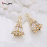 14K Gold-Plated Zircon Flowers Pendant for Earrings Necklaces