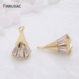 14K Gold-Plated Zircon Flowers Pendant for Earrings Necklaces