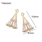 14K Gold-Plated Zircon Flowers Pendant for Earrings Necklaces