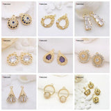 14K Gold-Plated Zircon Flowers Pendant for Earrings Necklaces