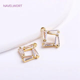 14K Plating Square Charms CZ Crystal Pendants