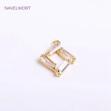 14K Plating Square Charms CZ Crystal Pendants