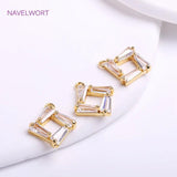 14K Plating Square Charms CZ Crystal Pendants