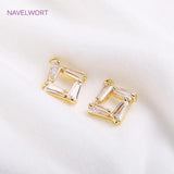 14K Plating Square Charms CZ Crystal Pendants