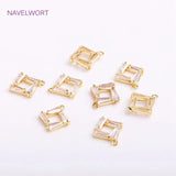 14K Plating Square Charms CZ Crystal Pendants