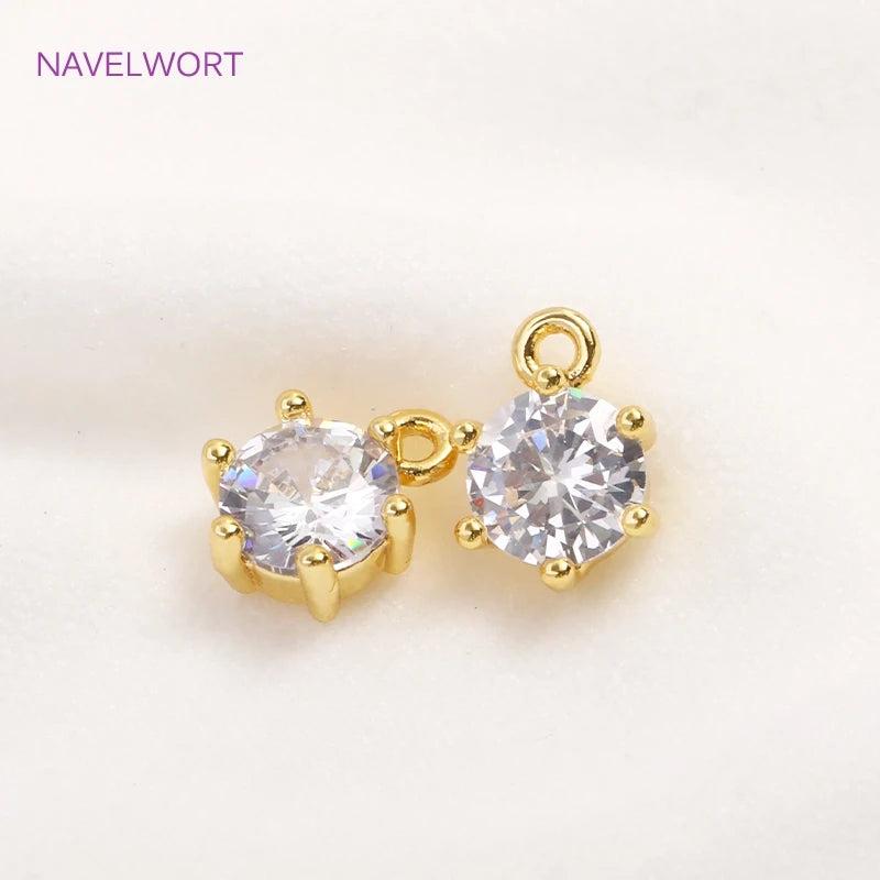 14K Plated Zircon Pendants, Crystal Earring Charms, Bulk Charms