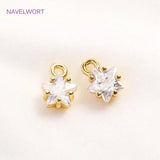 14K Plated Zircon Pendants, Crystal Earring Charms, Bulk Charms