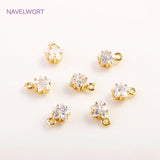 14K Plated Zircon Pendants, Crystal Earring Charms, Bulk Charms