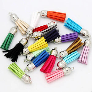 38mm Leather Tassel Fringe Keychain Strap Jewelry Fiber Fringe Suede Tassel Key
