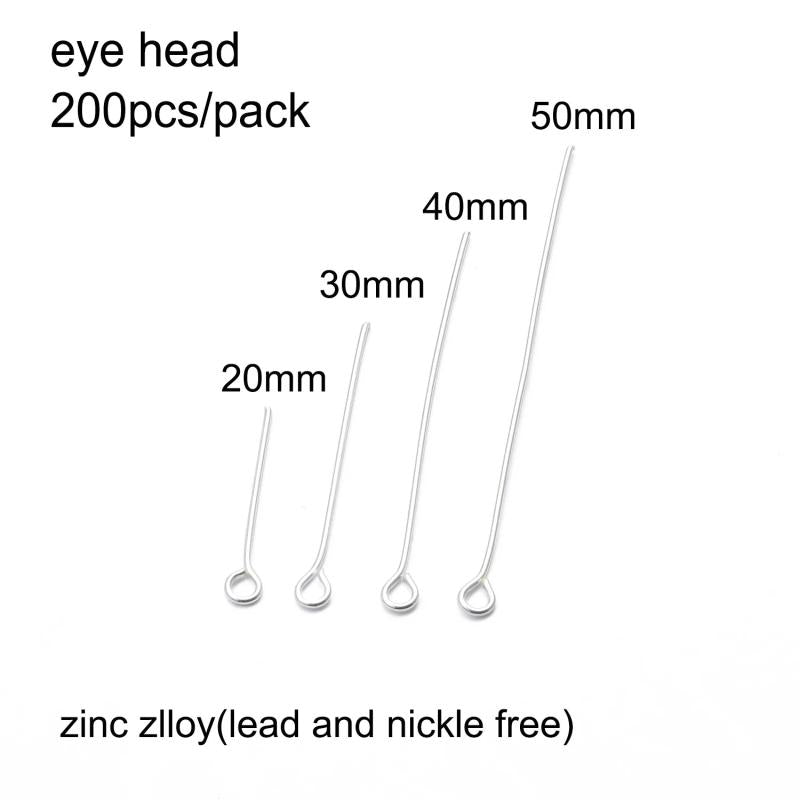 200pcs 20-50mm Flat Head Pin Silver Plated Ball Head Pins for Jewelry Making