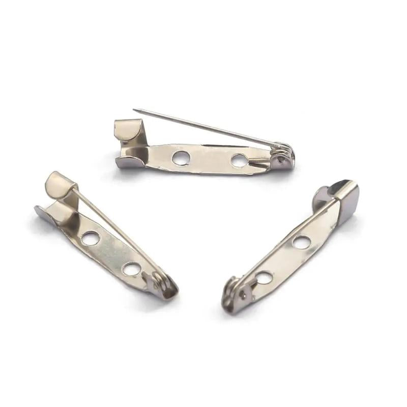 50pcs Metal Brooch Clip Base Pins Safety Pins Blank Base