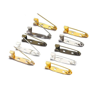 50pcs Metal Brooch Clip Base Pins Safety Pins Blank Base
