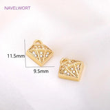14K Plating Diamond Charms Brass Metal Zircon Hollow Pendants