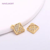 14K Plating Diamond Charms Brass Metal Zircon Hollow Pendants