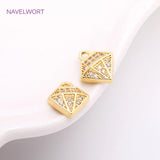 14K Plating Diamond Charms Brass Metal Zircon Hollow Pendants